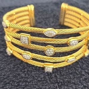 Gold 5 Row David Yurman confetti bracelet with diamonds